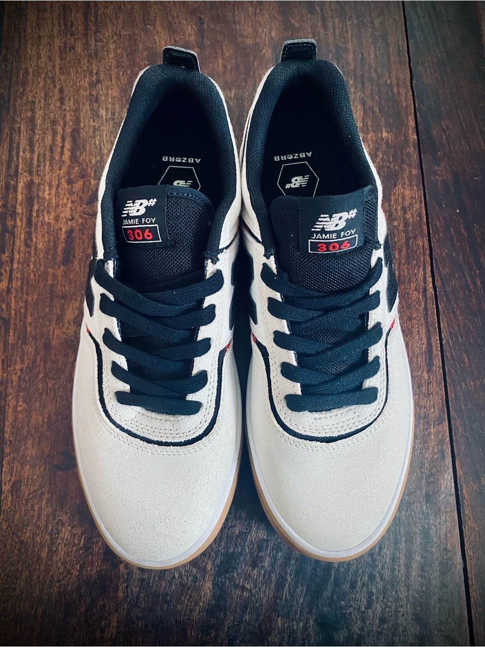 New Balance 306 Jamie Foy Men’s White, Black & Gum Skate Sneakers - Picture 4 of 5